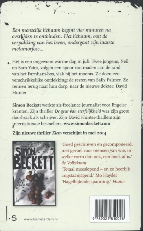 De geur van sterfelijkheid / David Hunter Thriller achterkant