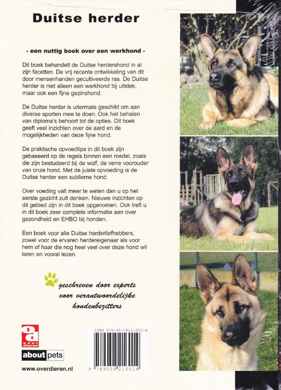 Duitse herder / Over Dieren achterkant