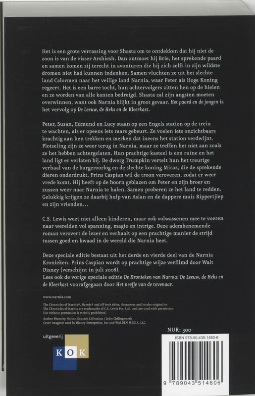 Prins Caspian, voorafgegaan door Het paard en de jongen / De kronieken van Narnia / 3-4 achterkant