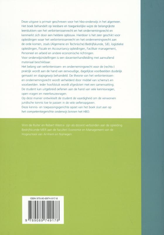 Verbintenissenrecht en ondernemingsrecht / Recht in opleiding achterkant