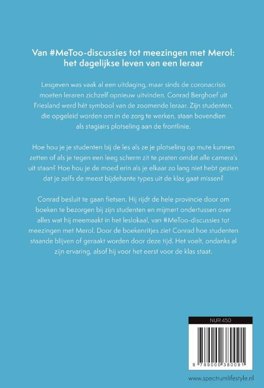 Leraar op de fiets achterkant