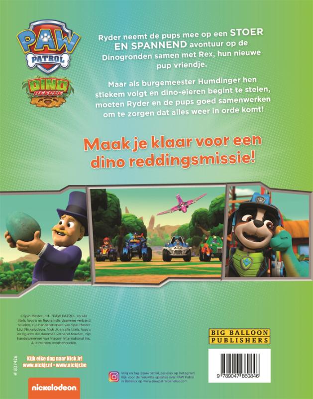 De pups en de verdwenen dino-eieren / Paw Patrol achterkant