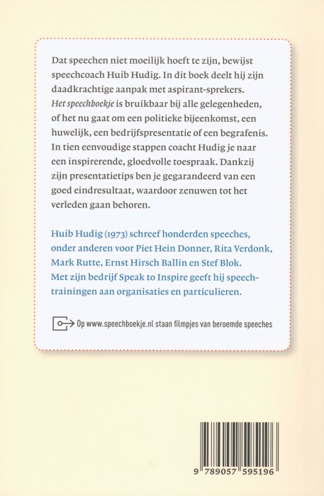 Het speechboekje achterkant