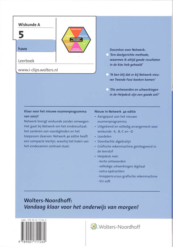 5 Havo Netwerk Wiskunde A achterkant