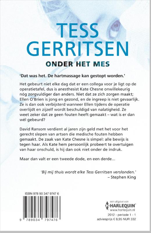 Tess Gerritsen Specials 1 - Onder het mes achterkant