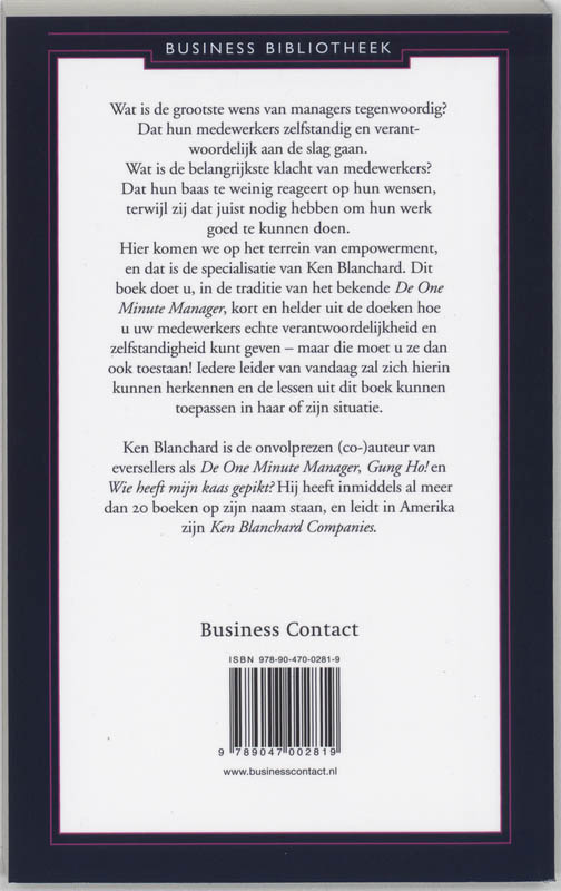 Zelfleiderschap en de One-Minute Manager / Business Bibliotheek Leiderschap achterkant
