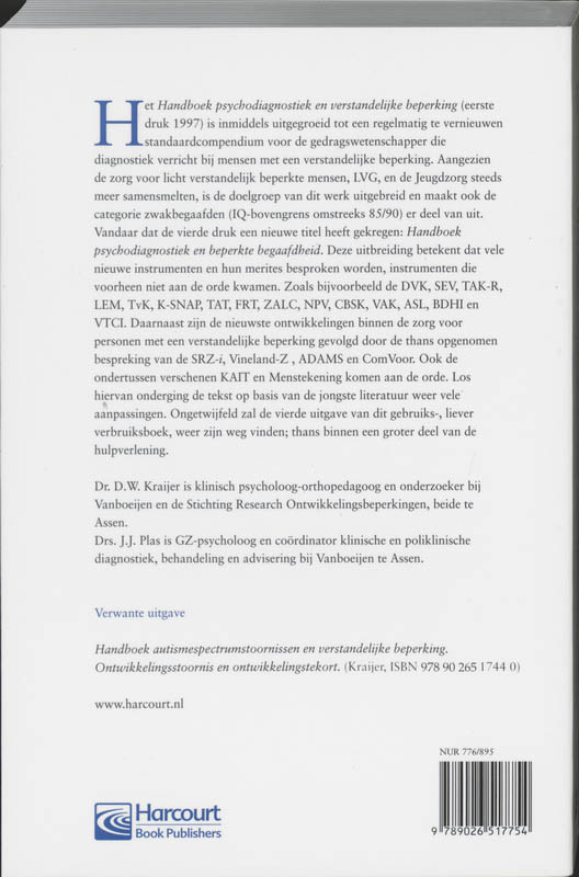 Handboek psychodiagnostiek en beperkte begaafdheid achterkant