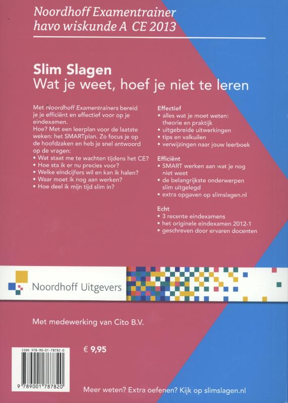 Havo wiskunde A CE 2013 Noordhoff examentrainer achterkant