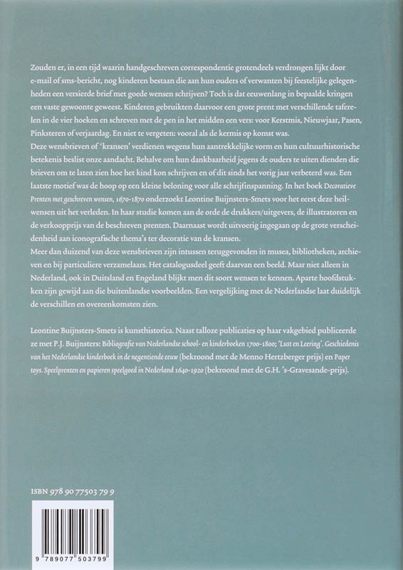 Decoratieve prenten met geschreven wensen 1670-1870 achterkant