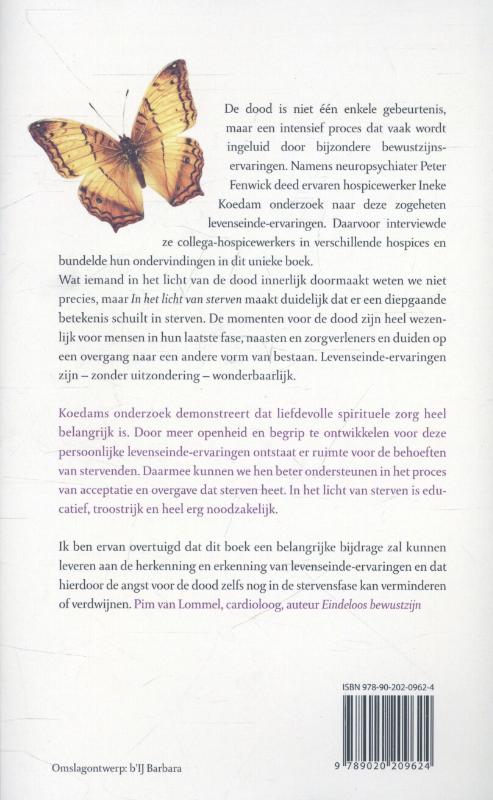 In het licht van sterven achterkant