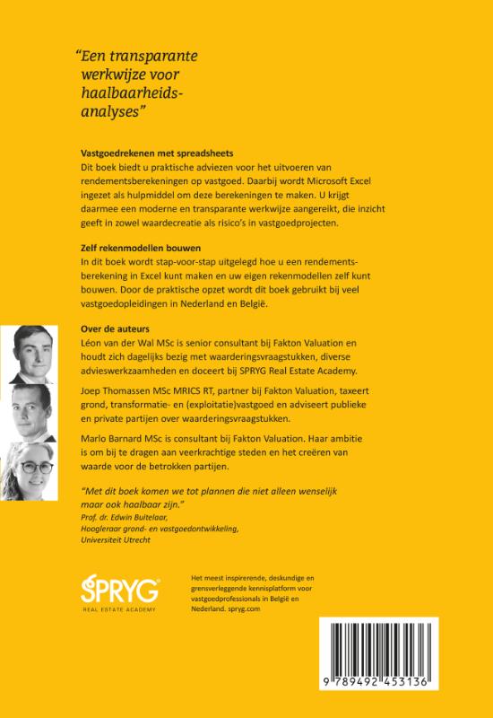 Vastgoedrekenen met Spreadsheets / Vastgoedrekenen achterkant