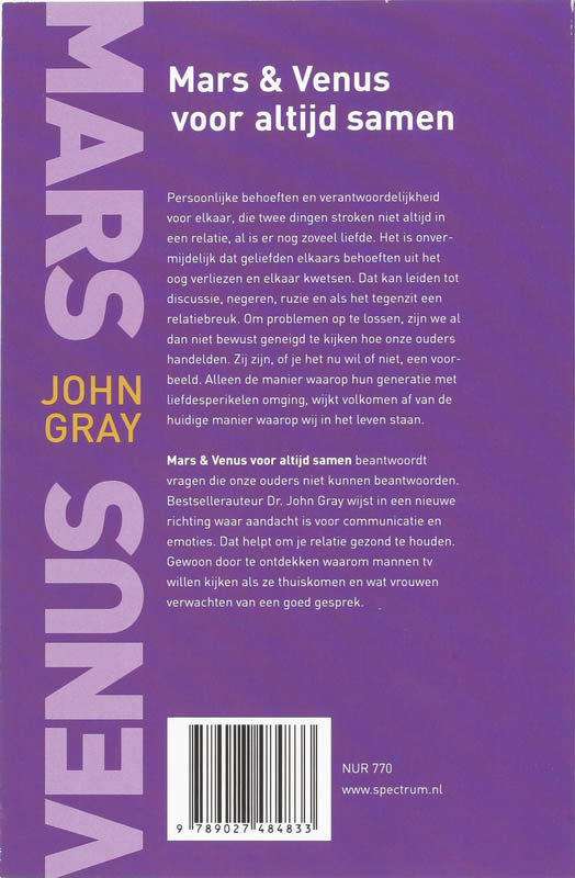 Mars En Venus Voor Altijd Samen / Druk Heruitgave achterkant
