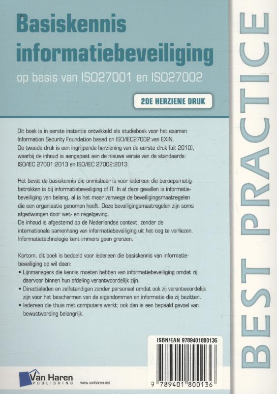 Basiskennis informatiebeveiliging op basis van ISO27001 en ISO27002 / Best practice achterkant