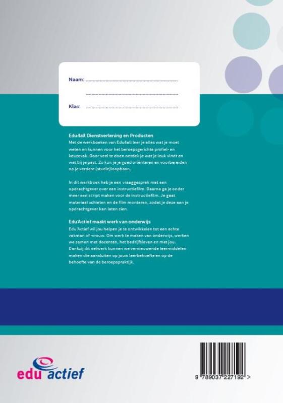 Een film maken / Werkboek / Module multimediale producten maken / Edu4all DP achterkant