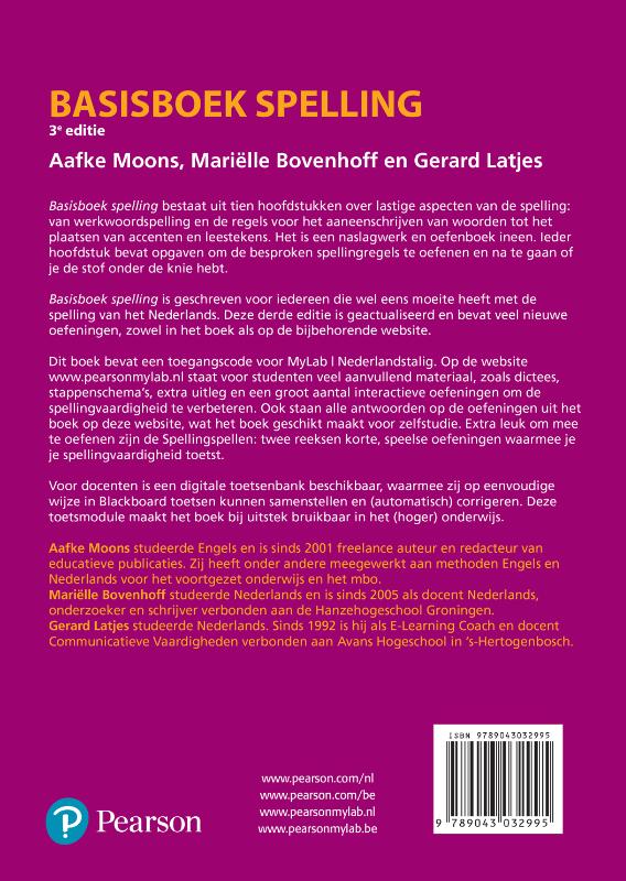 Basisboek spelling met MyLab NL toegangscode achterkant