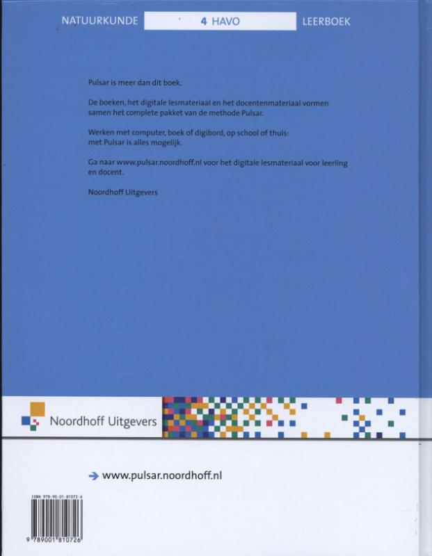 Pulsar natuurkunde 4 Havo Leerboek achterkant