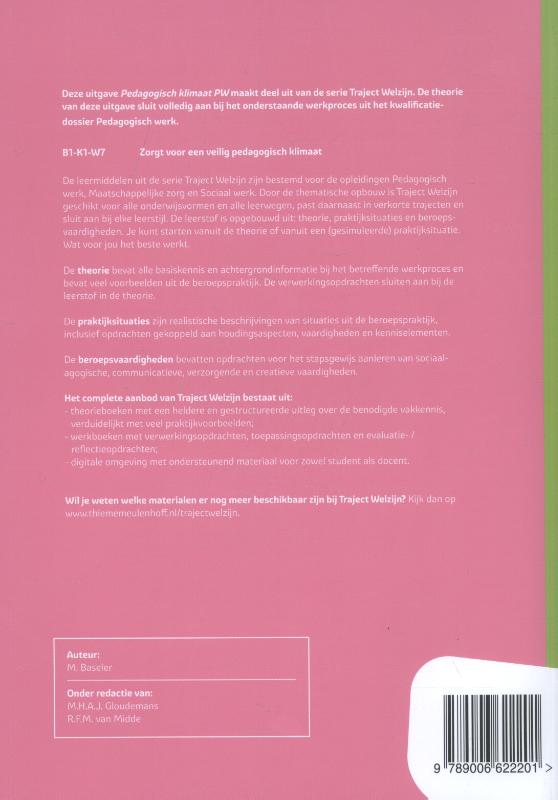 Pedagogisch klimaat PW / niveau 3 & 4 / Theorieboek / Traject Welzijn achterkant