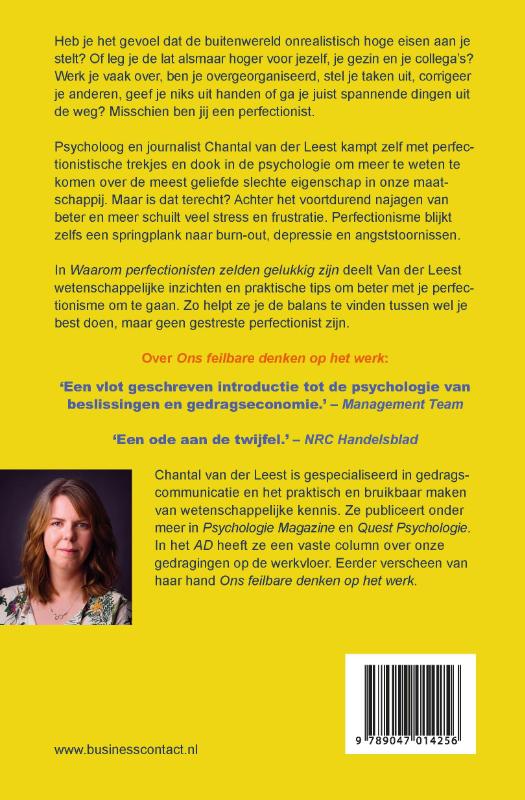 Waarom perfectionisten zelden gelukkig zijn achterkant