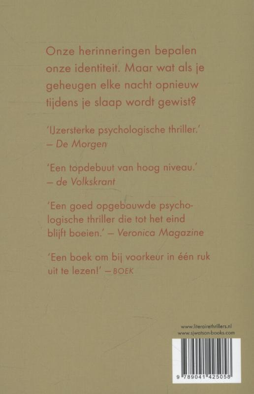 Voor ik ga slapen achterkant