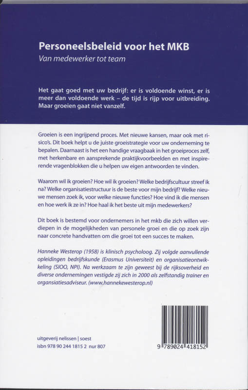 PM-reeks  -   Personeelsbeleid voor het MKB achterkant