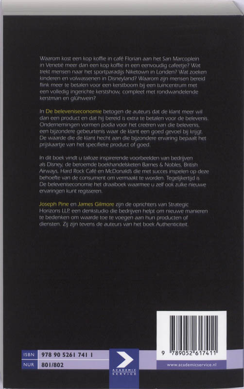 De beleveniseconomie achterkant