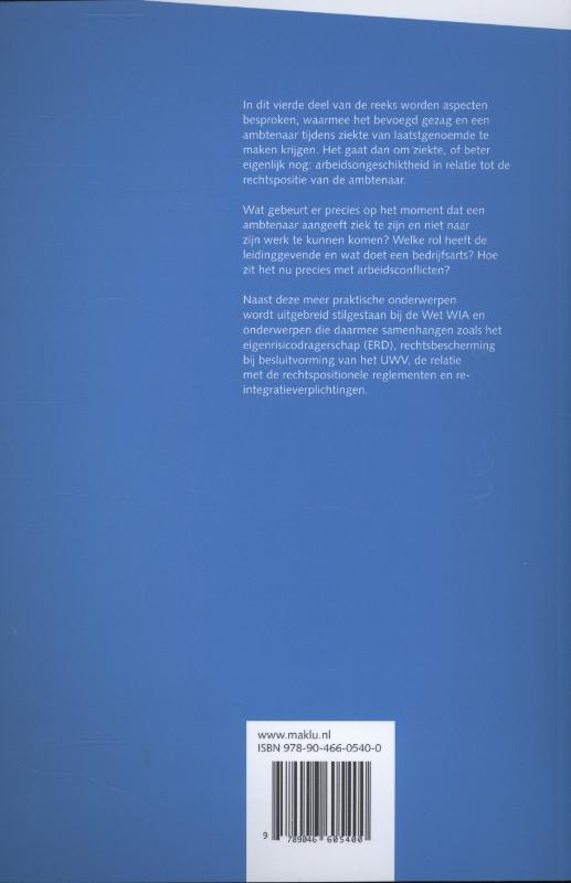 Reeks integraal ambtenarenrecht 4 - Aansprakelijkheid, ziekte en wet WIA achterkant