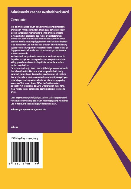 Arbeidsrecht voor de overheid verklaard, Editie Gemeente. 2021/2 achterkant
