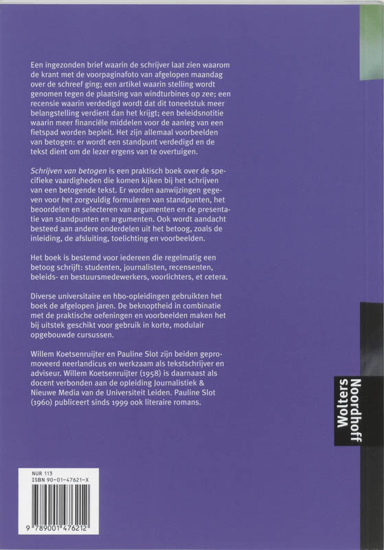 Schrijven van betogen achterkant