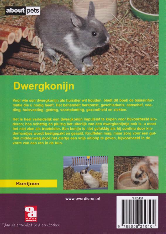 Het dwergkonijn / Over Dieren achterkant