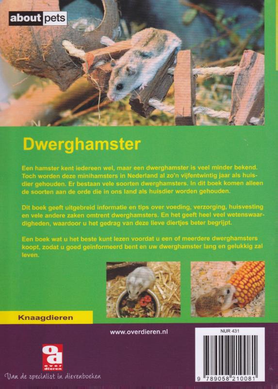 De dwerghamster / Over Dieren achterkant