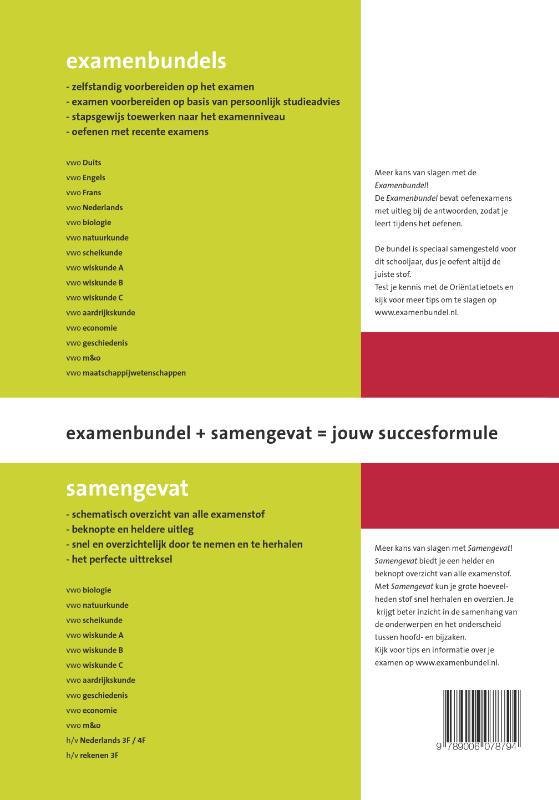 Wiskunde A / vwo / Samengevat achterkant