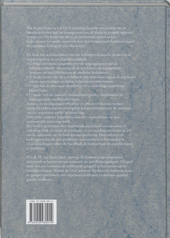 Handboek beleidspsychiatrie achterkant