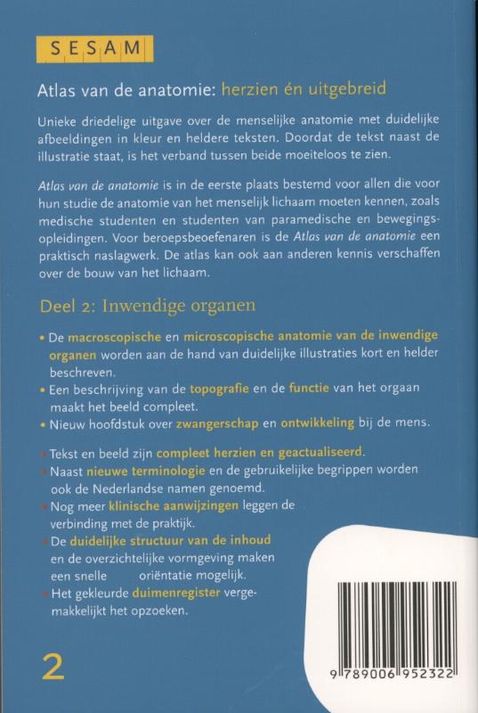 Sesam Atlas van de anatomie 2 Inwendige organen achterkant