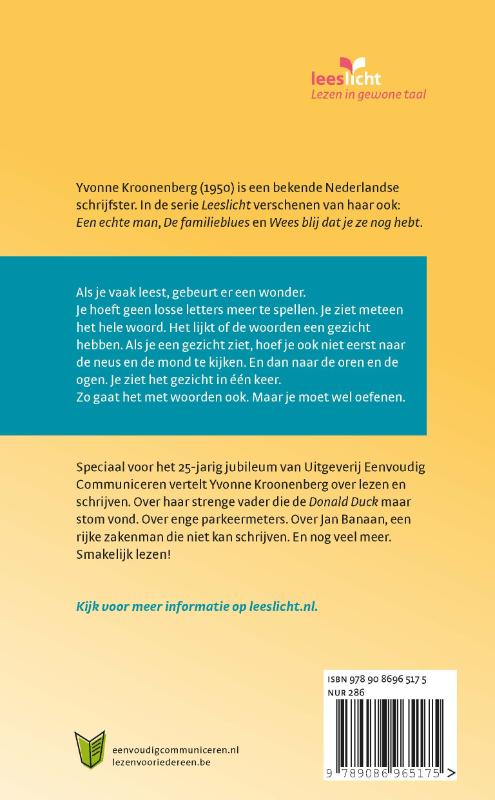 Ik lees nooit een boek / Leeslicht achterkant