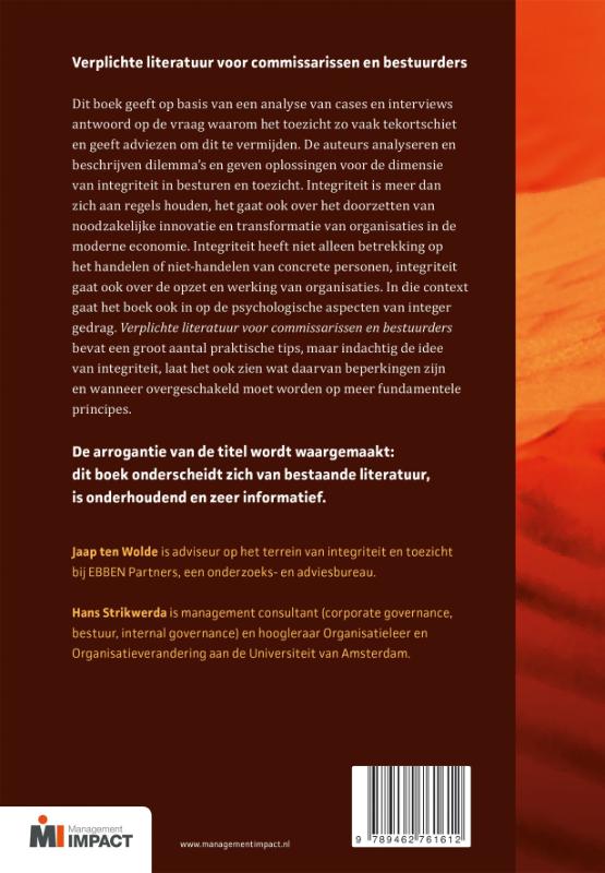 Verplichte literatuur voor commissarissen en bestuurders achterkant