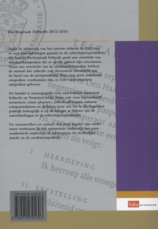 Rechtspraakreeks  -  Erfrecht 2013-2014 achterkant