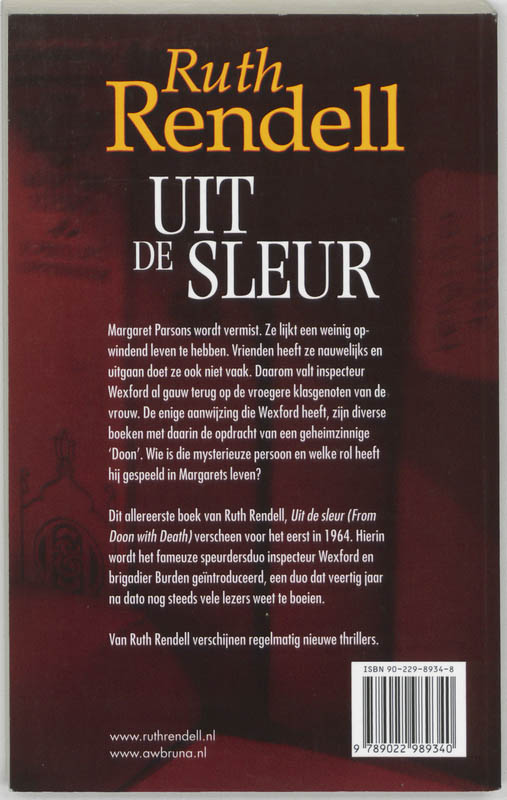 Uit de sleur / Inspecteur Wexford-mysteries / 1 achterkant