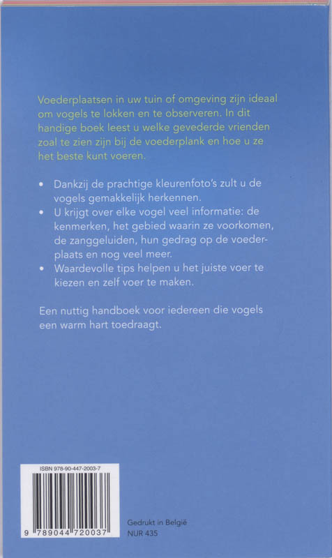 Vogels op en rond de voederplank achterkant