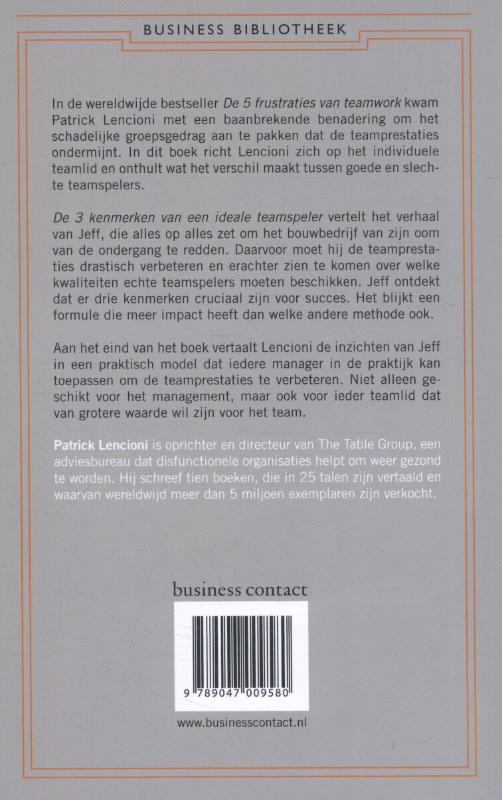 De 3 kenmerken van een ideale teamspeler / Business bibliotheek achterkant