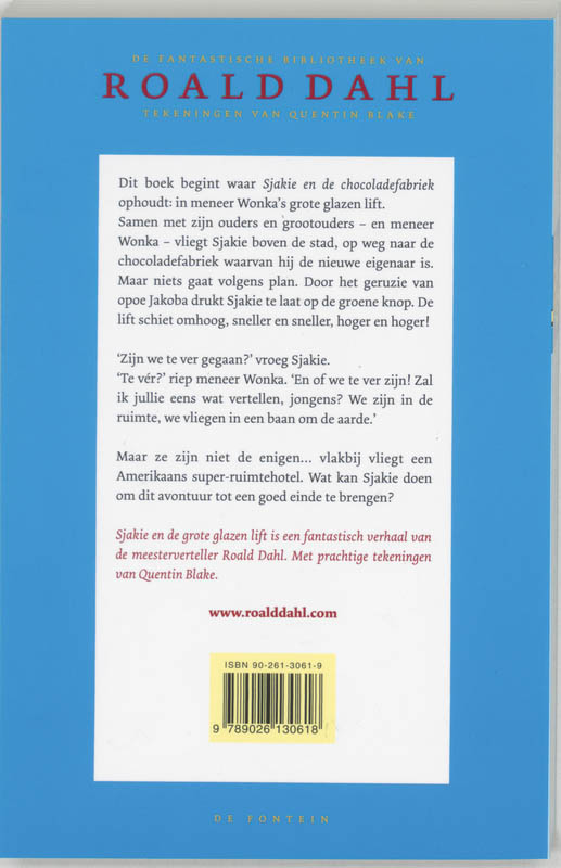 Sjakie en de grote glazen lift / De fantastische bibliotheek van Roald Dahl achterkant