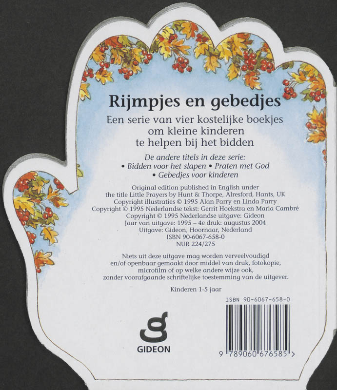 Bidden voor het eten / Rijmpjes en gebedjes achterkant