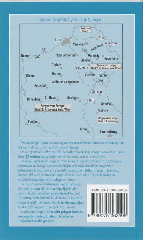 Wandelgids voor de Ardennen / Noord, west en zuid / Bergen van Europa / 3 achterkant