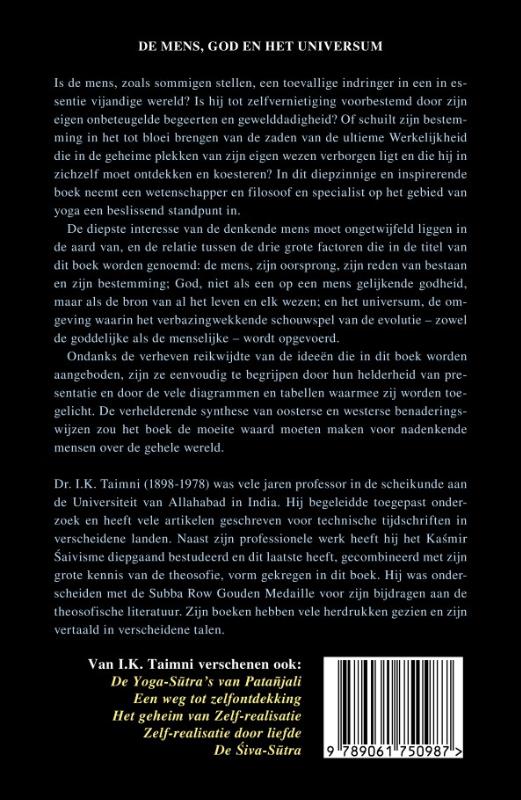De mens, God en het universum achterkant