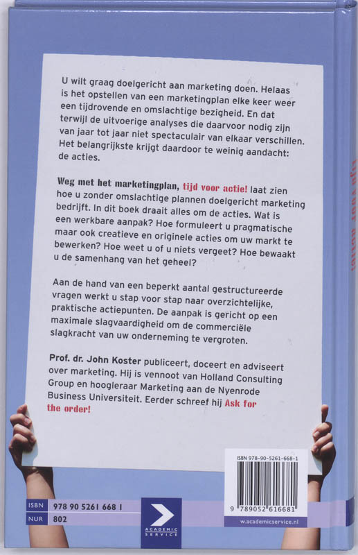 Weg met het marketingplan, tijd voor actie! achterkant