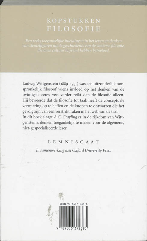 Wittgenstein / Kopstukken Filosofie achterkant