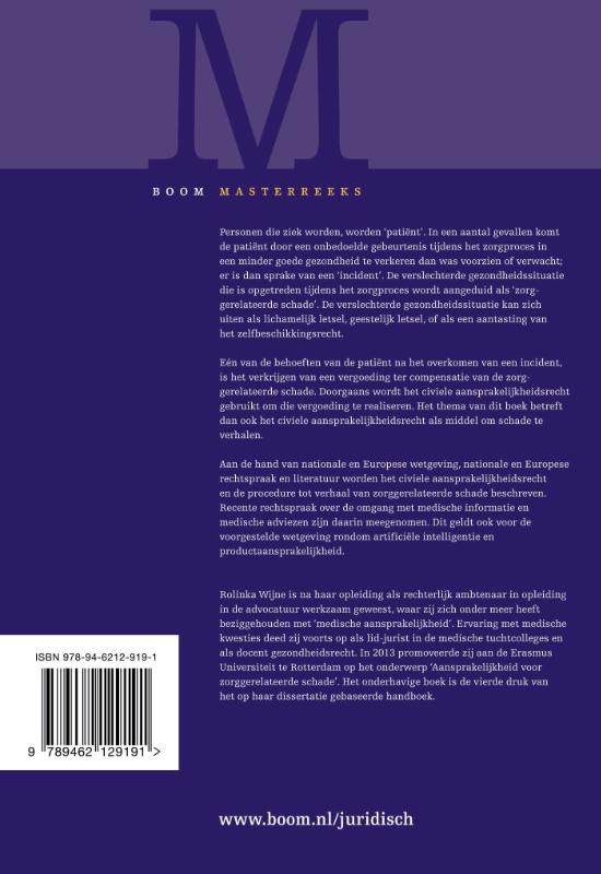 Aansprakelijkheid voor zorggerelateerde schade / Boom Masterreeks achterkant