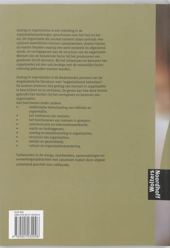 Gedrag in organisaties achterkant