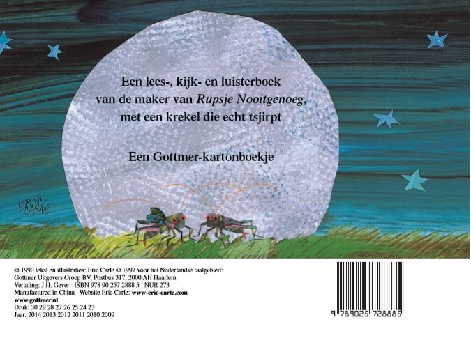 De krekel die niet tsjirpen kon / Gottmer-prentenboek achterkant