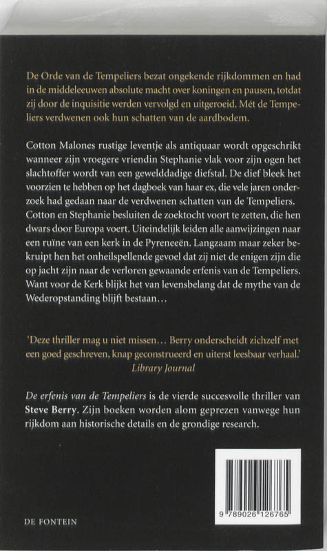 De erfenis van de Tempeliers / Cotton Malone / 1 achterkant
