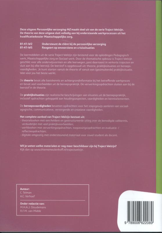 Persoonlijke verzorging MZ / niveau 3/4 / Traject Welzijn achterkant